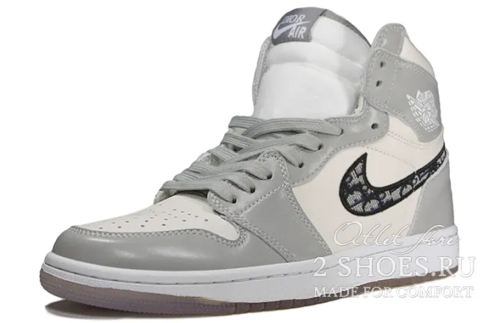 Кроссовки Nike Air Jordan 1 High Dior Wolf Grey-0