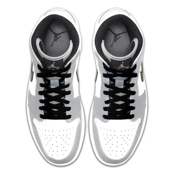 Кроссовки Nike Air Jordan 1 Mid Light Smoke Grey (Белый, Серый)-1