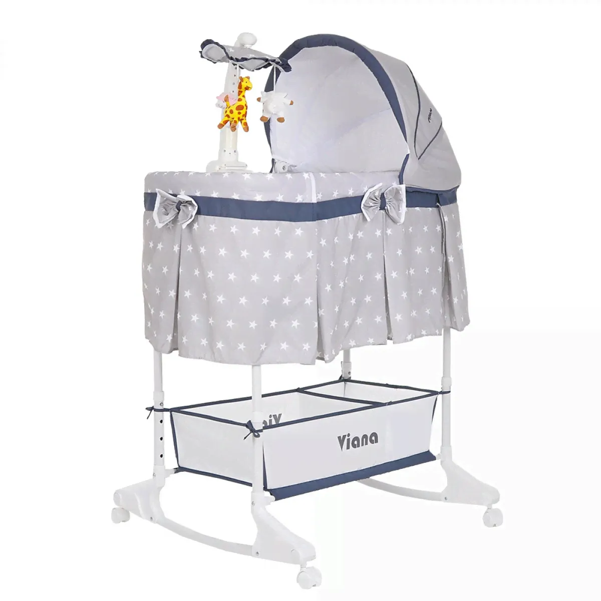 PITUSO Колыбель 3 в 1 Viana на колёсах Stars Grey/серый
