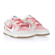 Nike SB Dunk Low SE 85 Double Swoosh Grey Pink Rabbit, серые, розово-красные, женские, нубук